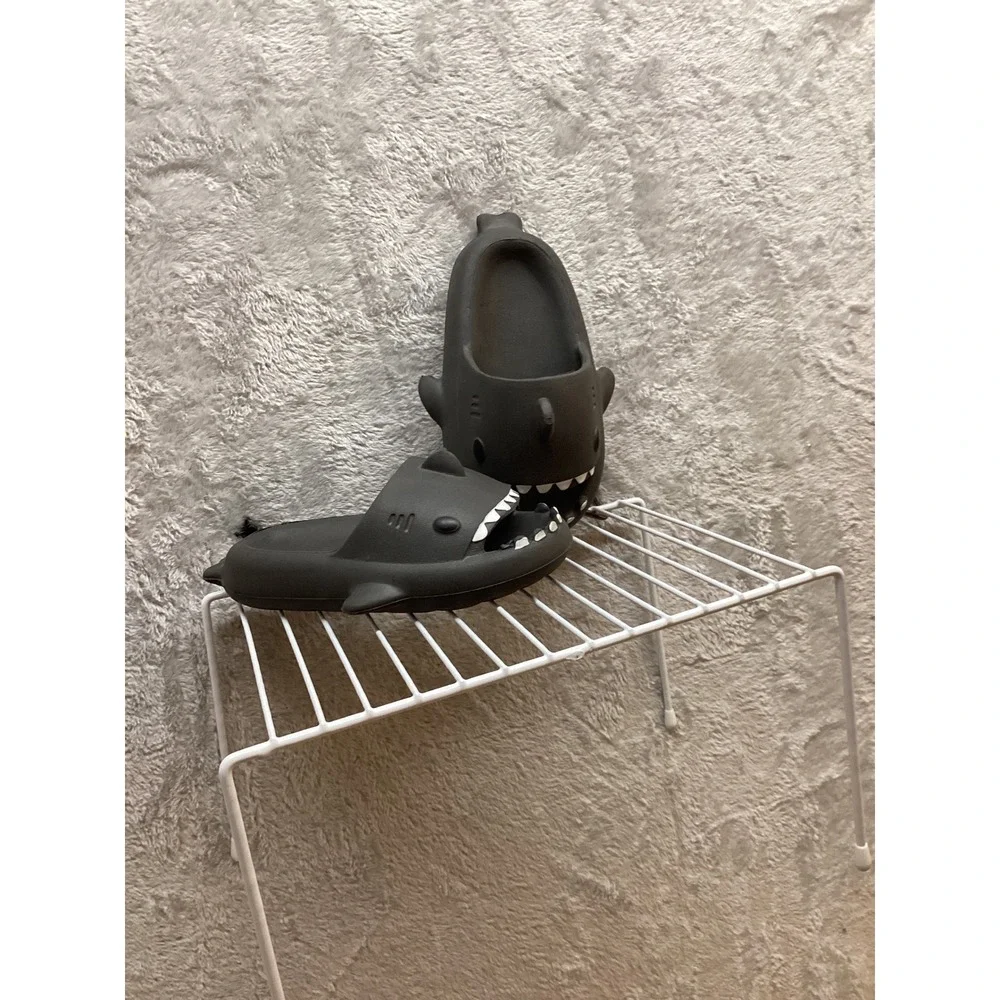 Kids Shark Slides Black Fun Novelty Slippers Beach Pool Shoes‎ Toddler Youth
